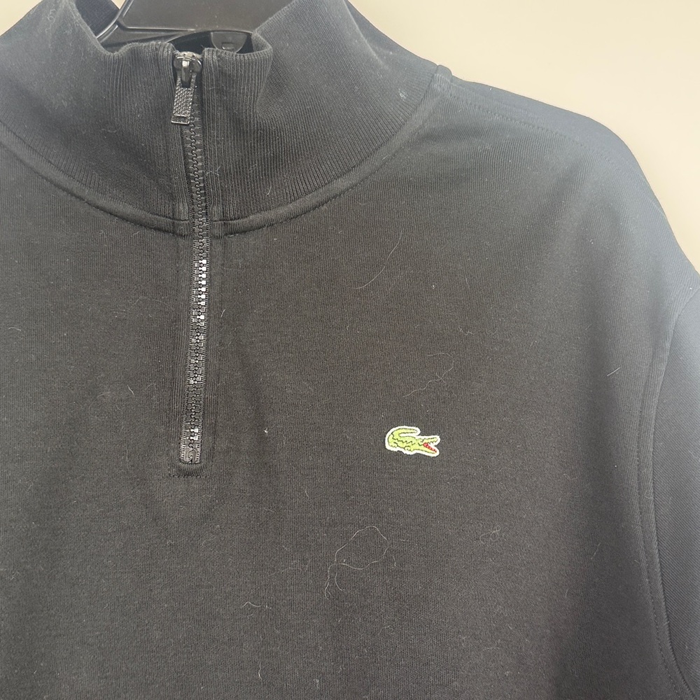 Lacoste Men's High Neck Black Solid Quarter-Zip Interlock Sweatshirt Sz 8 (3XL) - Picture 3 of 12